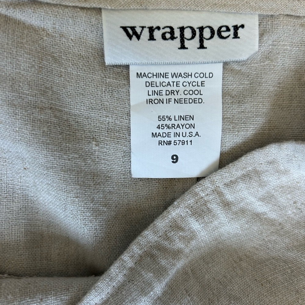 Wrapper Linen Blend Natural Color Mini Skirt with Drawstring size 9 - Picture 2 of 7